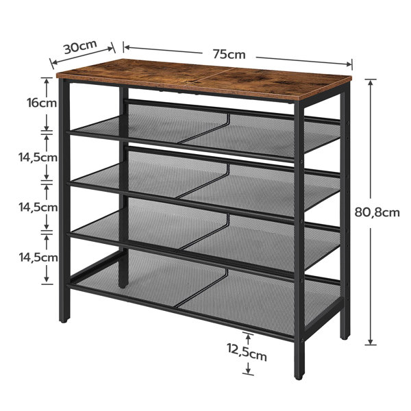 Shoe Rack Bench 5-Tier Shoe Storage with Seat hot Industrial Entryway Bench Metal